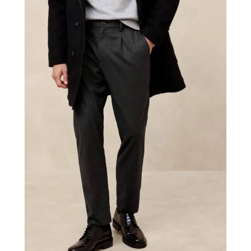 Banana Republic Mens Brushed Pleated Pant Charcoal Heather Grey 583379-00 36x30